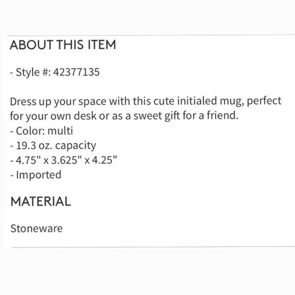 Anthropologie letter “E” Monogrammed Personality Mug - Picture 5 of 5